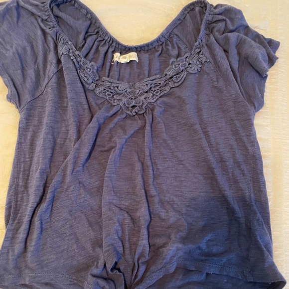 Navy Blue Off The Shoulder Blouse - Picture 2 of 3